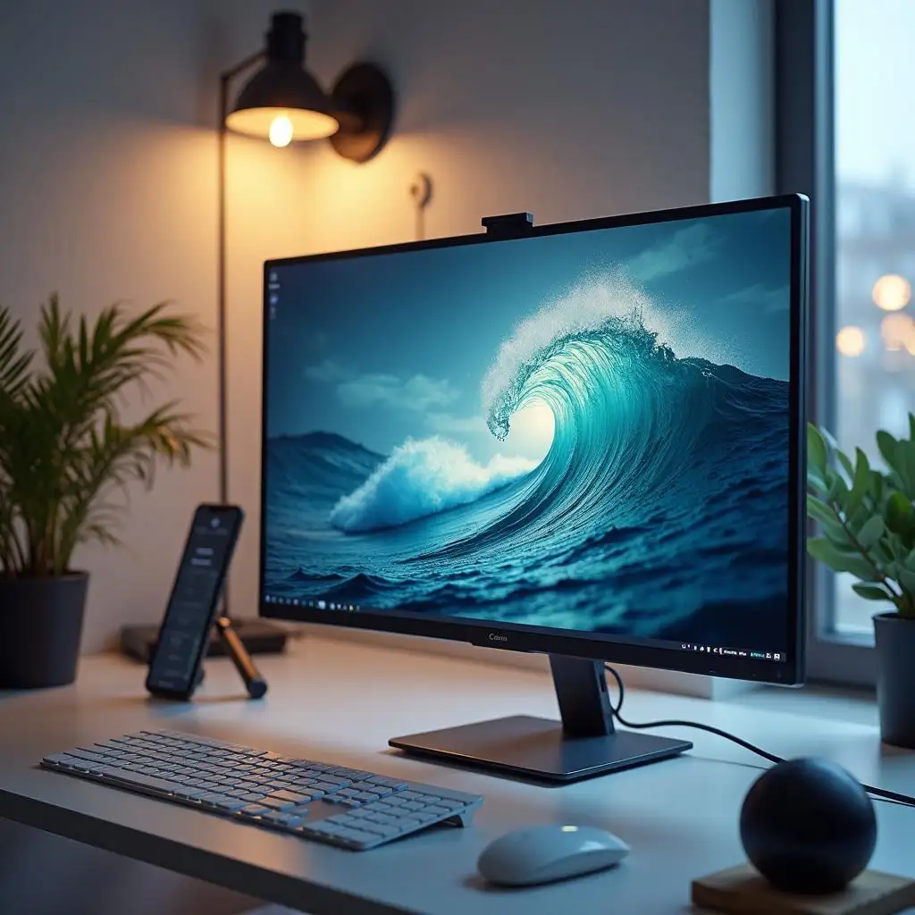 A clear huge blue waves on a high-resolution display.