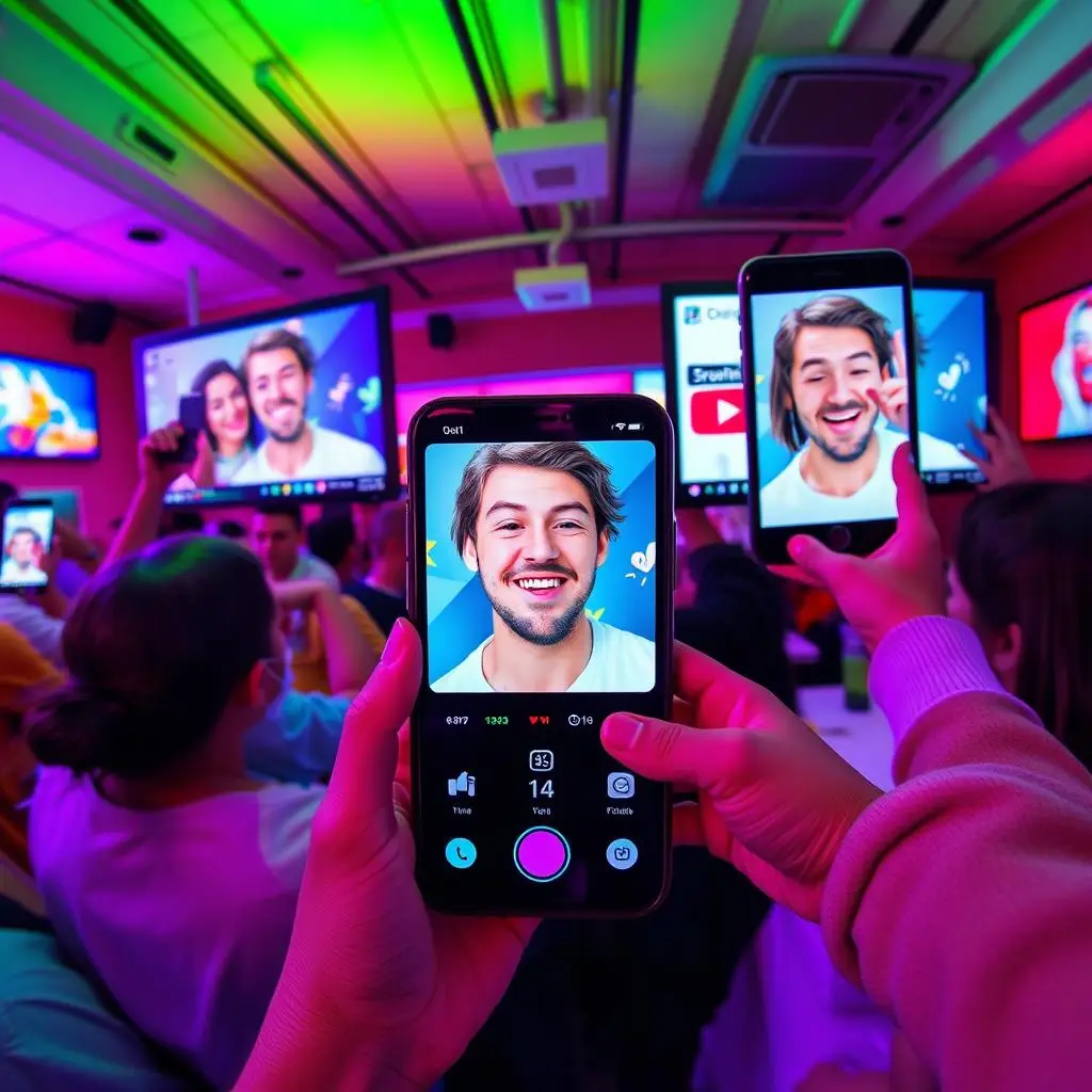 TikTok or YouTube screens display fun and creative face-swap videos,which reflects the fun of porn video face swapper.