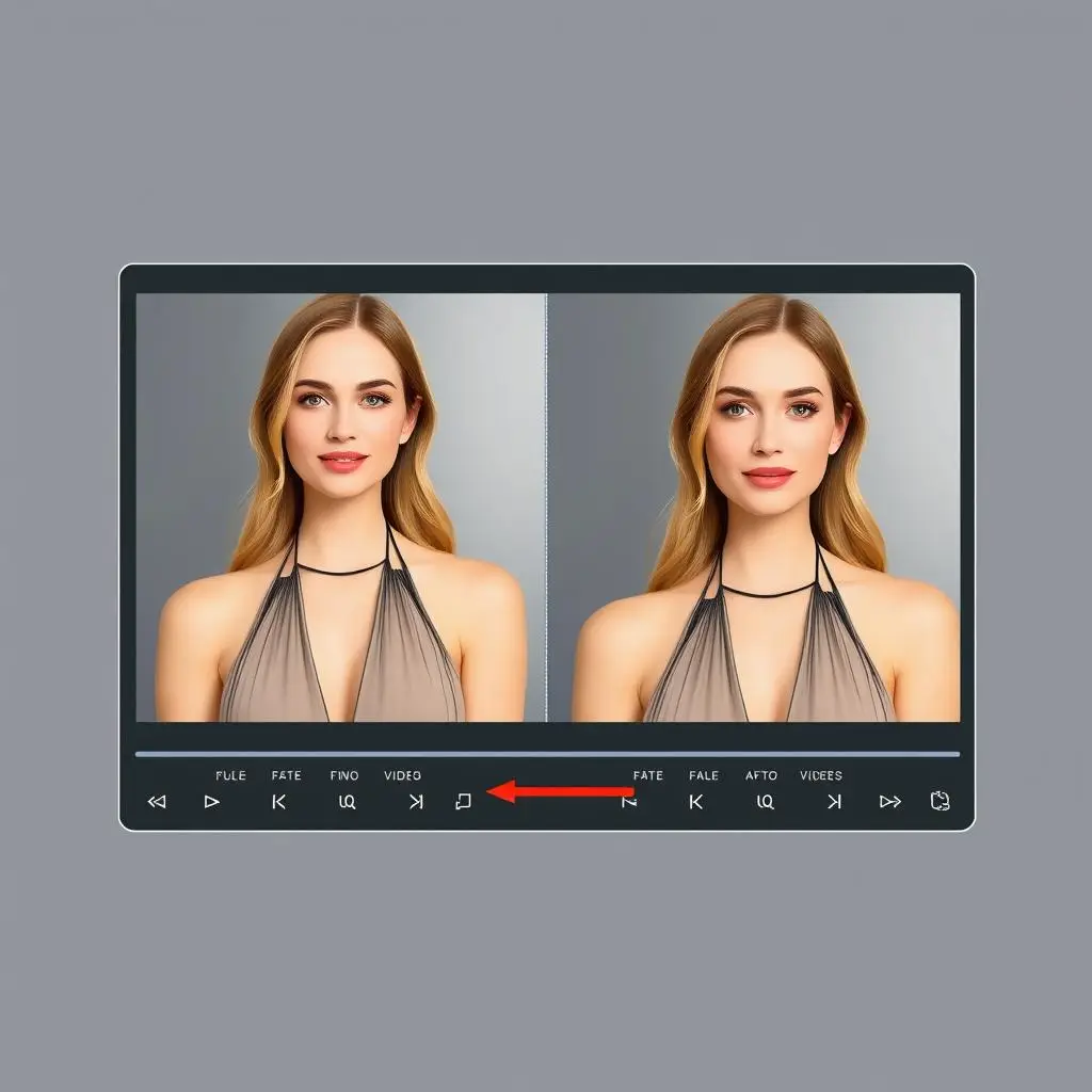 The original video of a woman in a halter dress and the AI face replacement video highlight the realistic and natural effect of the Porn Face Swapper.